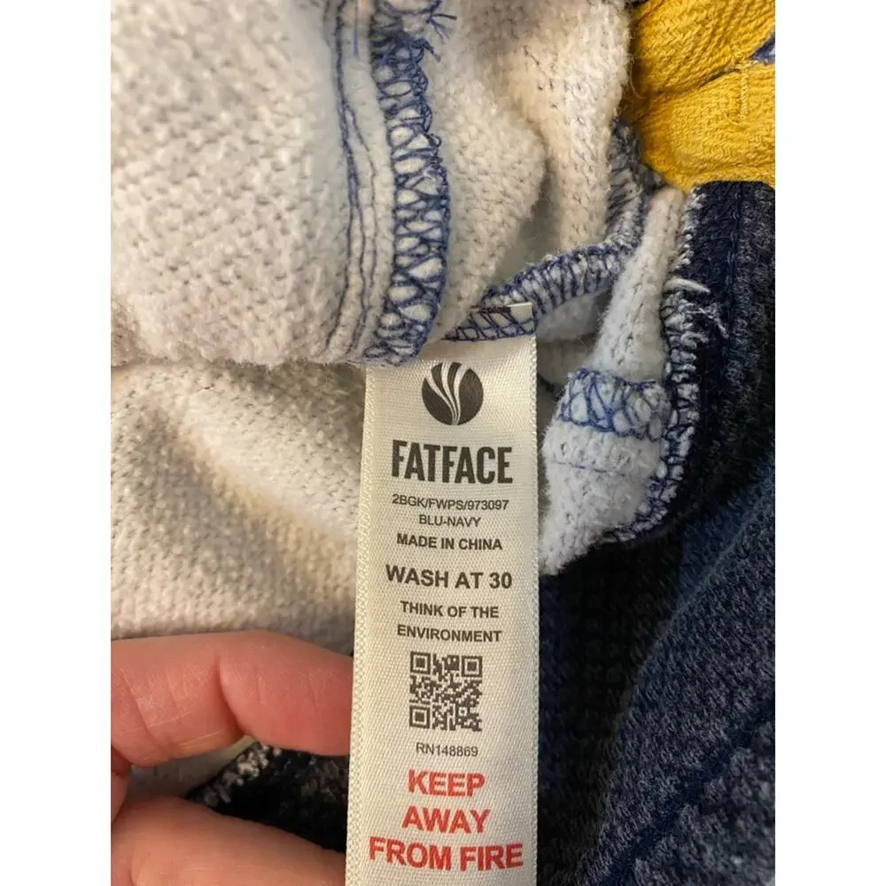 Fat Face UK Kids Cotton Pique Quarter Zip Pullover Blue Bee 10